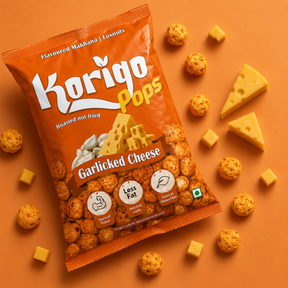 Korigo Pops Garlicked Cheese Makhana Foxnuts | Savoury Snack | 35g