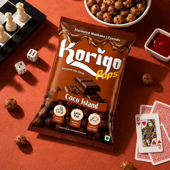 Korigo Pops Coco Island Chocolate Makhana Foxnuts | Sweet Snack | 35g