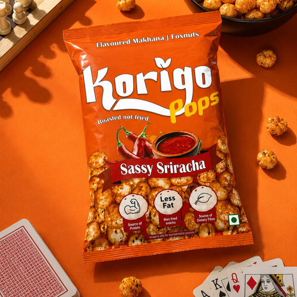 Korigo Pops Sassy Sriracha Flavoured Makhana Foxnuts | Spicy |35g