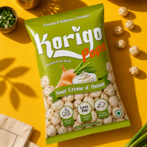 Korigo Pops Sour Crème d' Onion Makhana Foxnuts | Creamy Snack | 35g