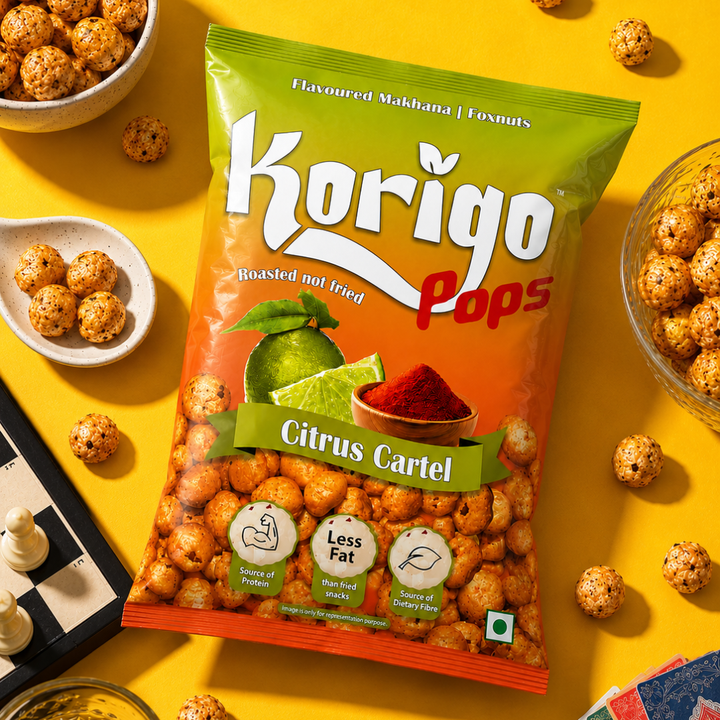 Korigo Pops Citrus Cartel Tangy Makhana Foxnuts | Spicy Citrus | 35g