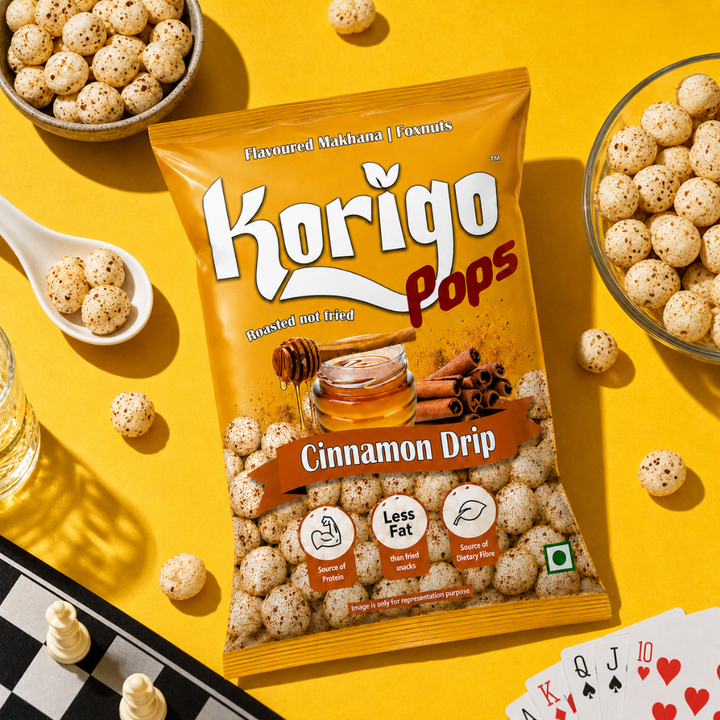 Korigo Pops Cinnamon Drip Makhana Foxnuts | Roasted | 35g